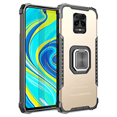 Funda Bumper Silicona y Plastico Mate Carcasa con Magnetico Anillo de dedo Soporte ZJ2 para Xiaomi Redmi Note 9 Pro Oro