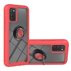 Funda Bumper Silicona y Plastico Mate Carcasa con Magnetico Anillo de dedo Soporte ZJ5 para Samsung Galaxy A02s Rojo