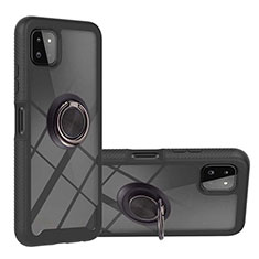 Funda Bumper Silicona y Plastico Mate Carcasa con Magnetico Anillo de dedo Soporte ZJ5 para Samsung Galaxy A22 5G Negro