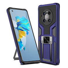 Funda Bumper Silicona y Plastico Mate Carcasa con Magnetico Anillo de dedo Soporte ZL1 para Huawei Mate 40 Azul