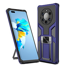 Funda Bumper Silicona y Plastico Mate Carcasa con Magnetico Anillo de dedo Soporte ZL1 para Huawei Mate 40 Pro+ Plus Azul