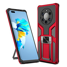 Funda Bumper Silicona y Plastico Mate Carcasa con Magnetico Anillo de dedo Soporte ZL1 para Huawei Mate 40 Pro+ Plus Rojo