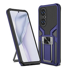 Funda Bumper Silicona y Plastico Mate Carcasa con Magnetico Anillo de dedo Soporte ZL1 para Huawei P50 Pro Azul
