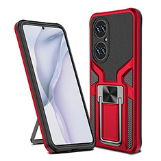 Funda Bumper Silicona y Plastico Mate Carcasa con Magnetico Anillo de dedo Soporte ZL1 para Huawei P50 Pro Rojo