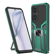 Funda Bumper Silicona y Plastico Mate Carcasa con Magnetico Anillo de dedo Soporte ZL1 para Huawei P50 Pro Verde