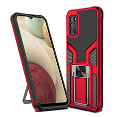 Funda Bumper Silicona y Plastico Mate Carcasa con Magnetico Anillo de dedo Soporte ZL1 para Samsung Galaxy A02s Rojo