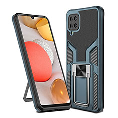 Funda Bumper Silicona y Plastico Mate Carcasa con Magnetico Anillo de dedo Soporte ZL1 para Samsung Galaxy A12 5G Cian