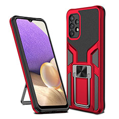 Funda Bumper Silicona y Plastico Mate Carcasa con Magnetico Anillo de dedo Soporte ZL1 para Samsung Galaxy M32 5G Rojo