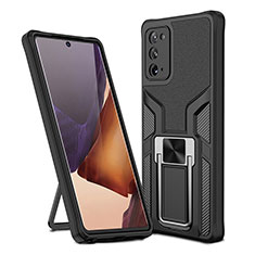 Funda Bumper Silicona y Plastico Mate Carcasa con Magnetico Anillo de dedo Soporte ZL1 para Samsung Galaxy Note 20 5G Negro