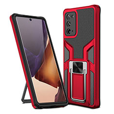Funda Bumper Silicona y Plastico Mate Carcasa con Magnetico Anillo de dedo Soporte ZL1 para Samsung Galaxy Note 20 5G Rojo