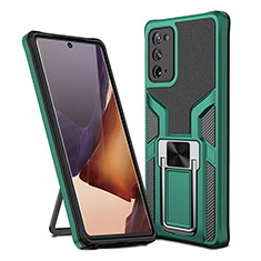 Funda Bumper Silicona y Plastico Mate Carcasa con Magnetico Anillo de dedo Soporte ZL1 para Samsung Galaxy Note 20 5G Verde
