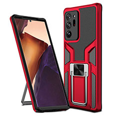 Funda Bumper Silicona y Plastico Mate Carcasa con Magnetico Anillo de dedo Soporte ZL1 para Samsung Galaxy Note 20 Ultra 5G Rojo