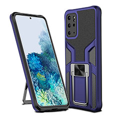 Funda Bumper Silicona y Plastico Mate Carcasa con Magnetico Anillo de dedo Soporte ZL1 para Samsung Galaxy S20 Plus 5G Azul