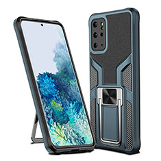 Funda Bumper Silicona y Plastico Mate Carcasa con Magnetico Anillo de dedo Soporte ZL1 para Samsung Galaxy S20 Plus 5G Cian