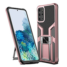 Funda Bumper Silicona y Plastico Mate Carcasa con Magnetico Anillo de dedo Soporte ZL1 para Samsung Galaxy S20 Plus 5G Oro Rosa