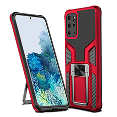 Funda Bumper Silicona y Plastico Mate Carcasa con Magnetico Anillo de dedo Soporte ZL1 para Samsung Galaxy S20 Plus Rojo