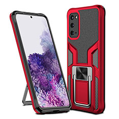 Funda Bumper Silicona y Plastico Mate Carcasa con Magnetico Anillo de dedo Soporte ZL1 para Samsung Galaxy S20 Rojo