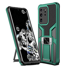 Funda Bumper Silicona y Plastico Mate Carcasa con Magnetico Anillo de dedo Soporte ZL1 para Samsung Galaxy S20 Ultra Verde