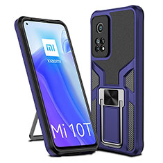 Funda Bumper Silicona y Plastico Mate Carcasa con Magnetico Anillo de dedo Soporte ZL1 para Xiaomi Mi 10T 5G Azul