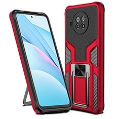 Funda Bumper Silicona y Plastico Mate Carcasa con Magnetico Anillo de dedo Soporte ZL1 para Xiaomi Mi 10T Lite 5G Rojo