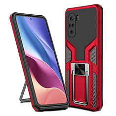 Funda Bumper Silicona y Plastico Mate Carcasa con Magnetico Anillo de dedo Soporte ZL1 para Xiaomi Mi 11X Pro 5G Rojo