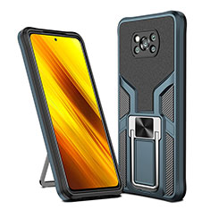 Funda Bumper Silicona y Plastico Mate Carcasa con Magnetico Anillo de dedo Soporte ZL1 para Xiaomi Poco X3 Cian