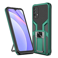 Funda Bumper Silicona y Plastico Mate Carcasa con Magnetico Anillo de dedo Soporte ZL1 para Xiaomi Redmi 9T 4G Verde