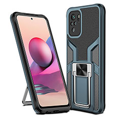 Funda Bumper Silicona y Plastico Mate Carcasa con Magnetico Anillo de dedo Soporte ZL1 para Xiaomi Redmi Note 10 4G Cian