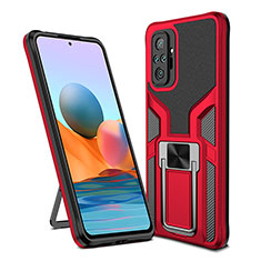 Funda Bumper Silicona y Plastico Mate Carcasa con Magnetico Anillo de dedo Soporte ZL1 para Xiaomi Redmi Note 10 Pro 4G Rojo