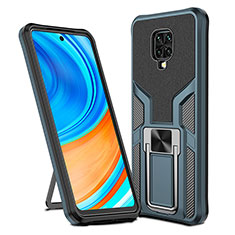 Funda Bumper Silicona y Plastico Mate Carcasa con Magnetico Anillo de dedo Soporte ZL1 para Xiaomi Redmi Note 9 Pro Cian