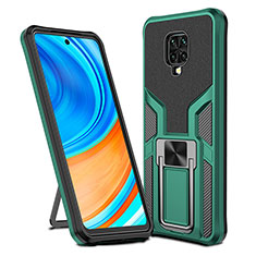 Funda Bumper Silicona y Plastico Mate Carcasa con Magnetico Anillo de dedo Soporte ZL1 para Xiaomi Redmi Note 9S Verde