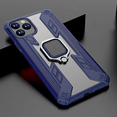 Funda Bumper Silicona y Plastico Mate Carcasa con Magnetico Soporte A01 para Apple iPhone 11 Pro Azul