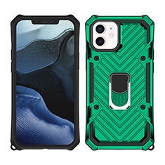 Funda Bumper Silicona y Plastico Mate Carcasa con Magnetico Soporte A01 para Apple iPhone 12 Verde