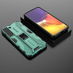 Funda Bumper Silicona y Plastico Mate Carcasa con Magnetico Soporte A01 para Samsung Galaxy S21 5G Verde