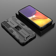 Funda Bumper Silicona y Plastico Mate Carcasa con Magnetico Soporte A01 para Samsung Galaxy S22 Plus 5G Negro