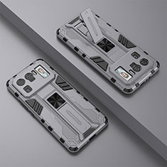 Funda Bumper Silicona y Plastico Mate Carcasa con Magnetico Soporte A01 para Xiaomi Mi 11 Ultra 5G Gris