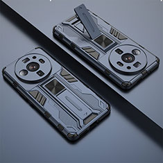 Funda Bumper Silicona y Plastico Mate Carcasa con Magnetico Soporte A01 para Xiaomi Mi 12 Ultra 5G Azul