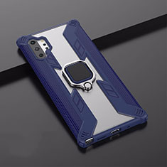 Funda Bumper Silicona y Plastico Mate Carcasa con Magnetico Soporte A02 para Samsung Galaxy Note 10 Plus 5G Azul