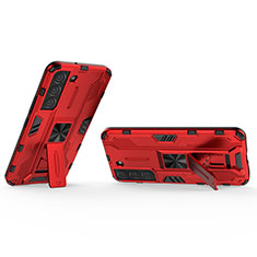 Funda Bumper Silicona y Plastico Mate Carcasa con Magnetico Soporte A02 para Samsung Galaxy S21 Plus 5G Rojo