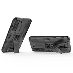 Funda Bumper Silicona y Plastico Mate Carcasa con Magnetico Soporte A02 para Samsung Galaxy S22 5G Negro