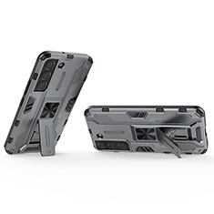 Funda Bumper Silicona y Plastico Mate Carcasa con Magnetico Soporte A02 para Samsung Galaxy S23 Plus 5G Gris