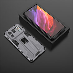 Funda Bumper Silicona y Plastico Mate Carcasa con Magnetico Soporte A02 para Xiaomi Mi 11 Ultra 5G Gris