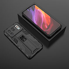 Funda Bumper Silicona y Plastico Mate Carcasa con Magnetico Soporte A02 para Xiaomi Mi 11 Ultra 5G Negro