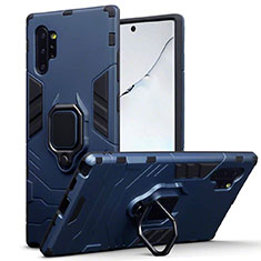 Funda Bumper Silicona y Plastico Mate Carcasa con Magnetico Soporte A03 para Samsung Galaxy Note 10 Plus 5G Azul
