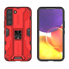 Funda Bumper Silicona y Plastico Mate Carcasa con Magnetico Soporte A03 para Samsung Galaxy S21 5G Rojo