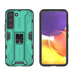 Funda Bumper Silicona y Plastico Mate Carcasa con Magnetico Soporte A03 para Samsung Galaxy S21 FE 5G Verde