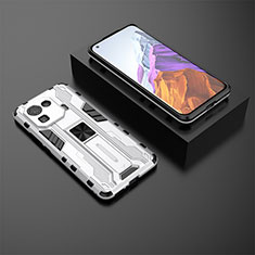 Funda Bumper Silicona y Plastico Mate Carcasa con Magnetico Soporte A03 para Xiaomi Mi 11 Pro 5G Blanco