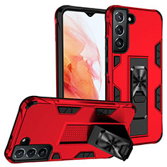 Funda Bumper Silicona y Plastico Mate Carcasa con Magnetico Soporte A04 para Samsung Galaxy S21 5G Rojo