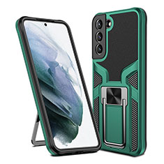 Funda Bumper Silicona y Plastico Mate Carcasa con Magnetico Soporte A05 para Samsung Galaxy S21 5G Verde
