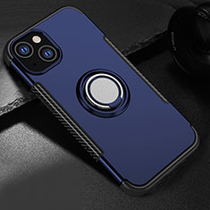 Funda Bumper Silicona y Plastico Mate Carcasa con Magnetico Soporte A08 para Apple iPhone 13 Azul
